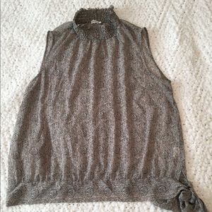 Sleeveless turtleneck sheer top pink/gray sz18